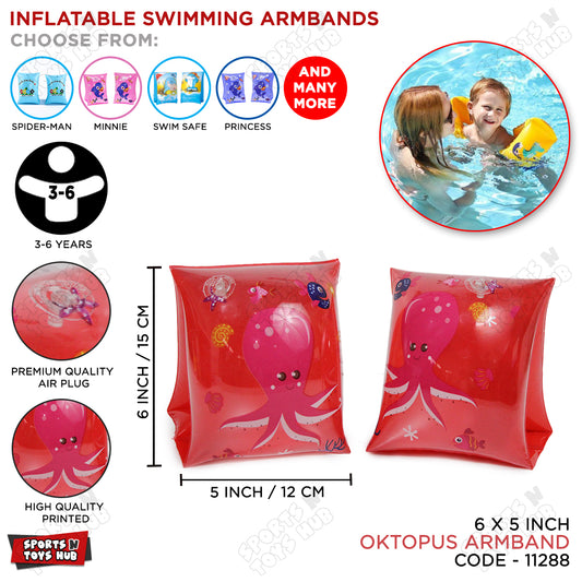 Inflatable Swimming Arm Bands Sea Creature Graphic Print - 3 to 6 Years