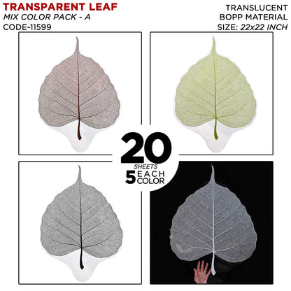 Leaf Shape Transparent OPP Material Bouquet Wrapping Sheets - Pack of 20