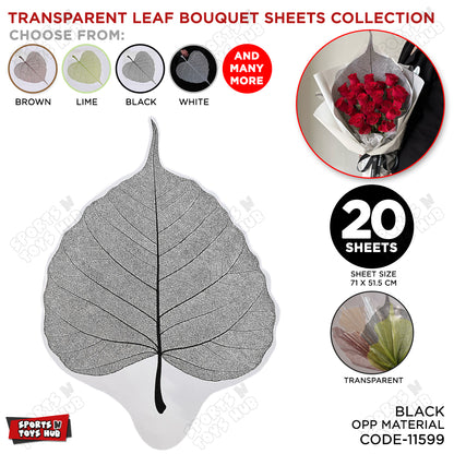 Leaf Shape Transparent OPP Material Bouquet Wrapping Sheets - Pack of 20