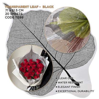 Leaf Shape Transparent OPP Material Bouquet Wrapping Sheets - Pack of 20