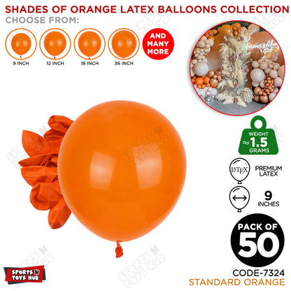 Orange Latex Balloons Available In 9, 12, 18 & 36 Inch Sizes