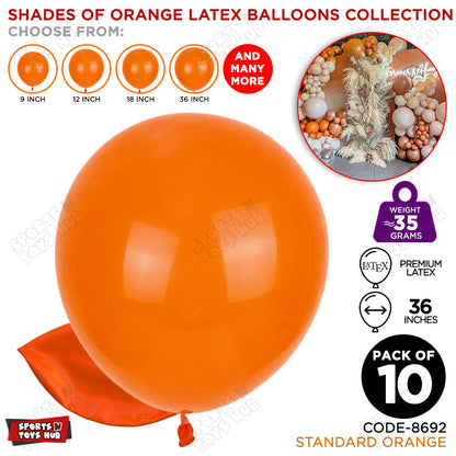 Orange Latex Balloons Available In 9, 12, 18 & 36 Inch Sizes