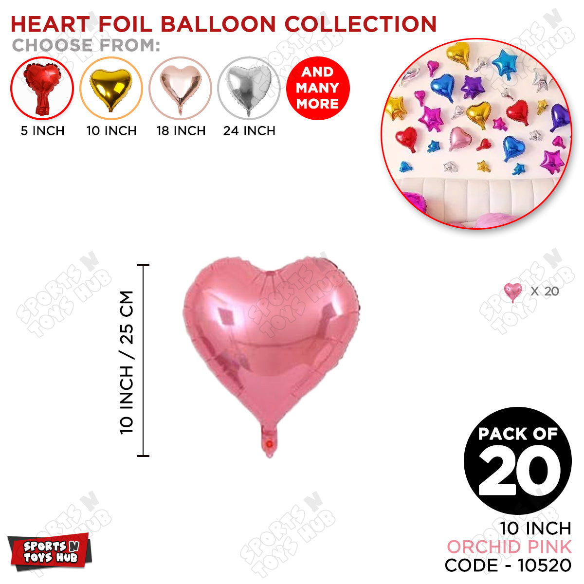 10 Inch - Orchid Pink Heart Foil Balloon