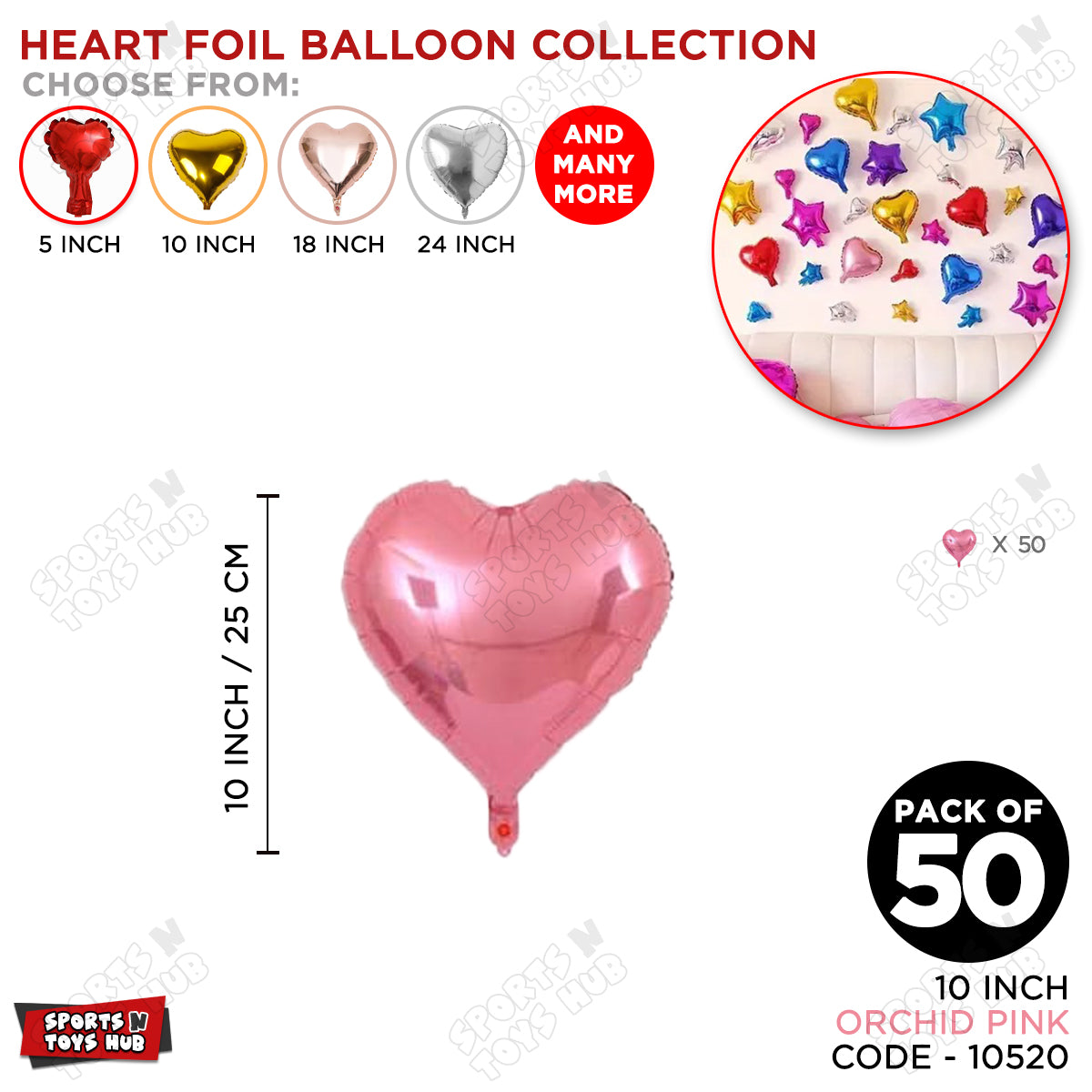 10 Inch - Orchid Pink Heart Foil Balloon