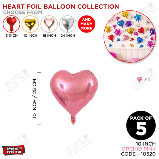 10 Inch - Orchid Pink Heart Foil Balloon