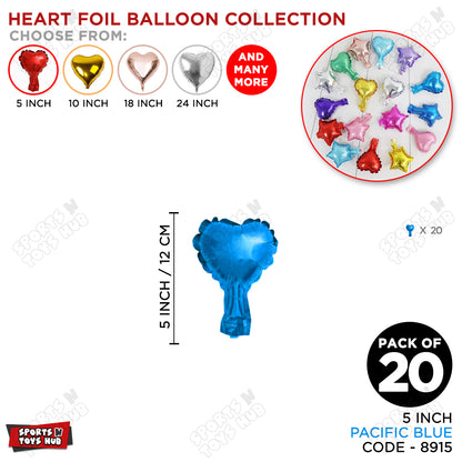 5 Inch - Pacific Blue Heart Foil Balloon