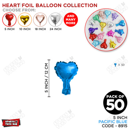 5 Inch - Pacific Blue Heart Foil Balloon