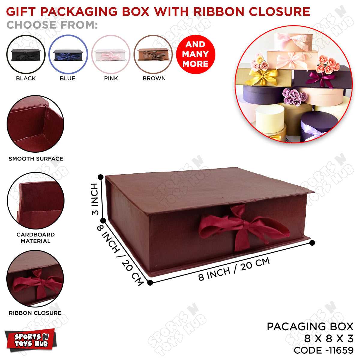 Gift Packaging Box with Ribbon Closure