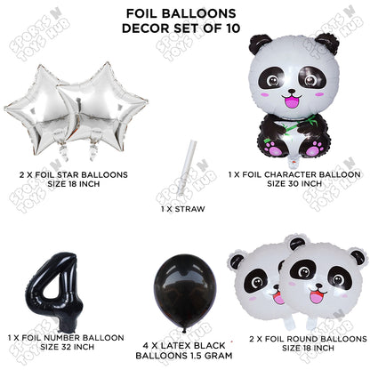 Jungle Safari Panda Pack Of 10 Foil Balloon Set