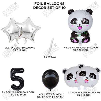 Jungle Safari Panda Pack Of 10 Foil Balloon Set