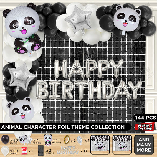 Panda Foil Balloon Set With Happy Birthday Foil Letter Arch Theme