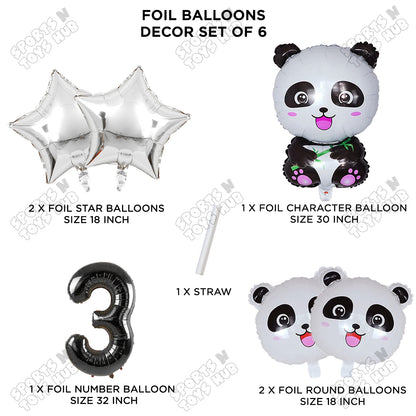 Jungle Safari Panda Pack Of 6 Foil Balloon Set