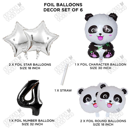 Jungle Safari Panda Pack Of 6 Foil Balloon Set
