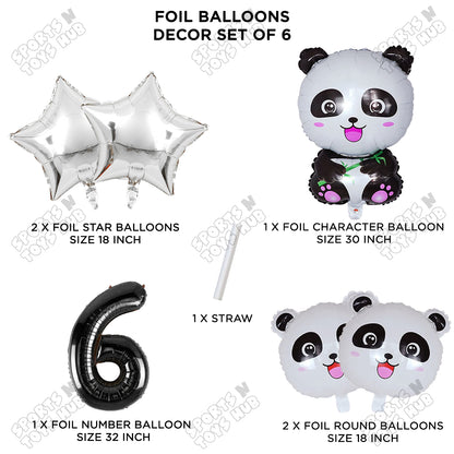 Jungle Safari Panda Pack Of 6 Foil Balloon Set