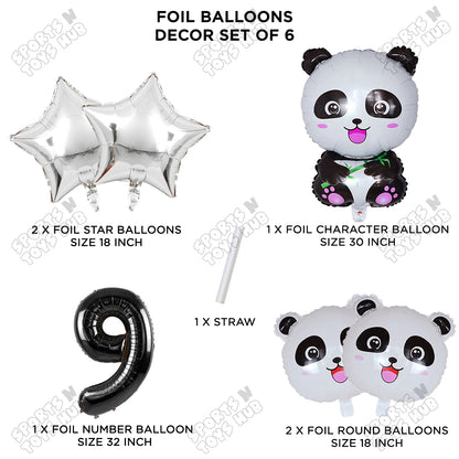 Jungle Safari Panda Pack Of 6 Foil Balloon Set