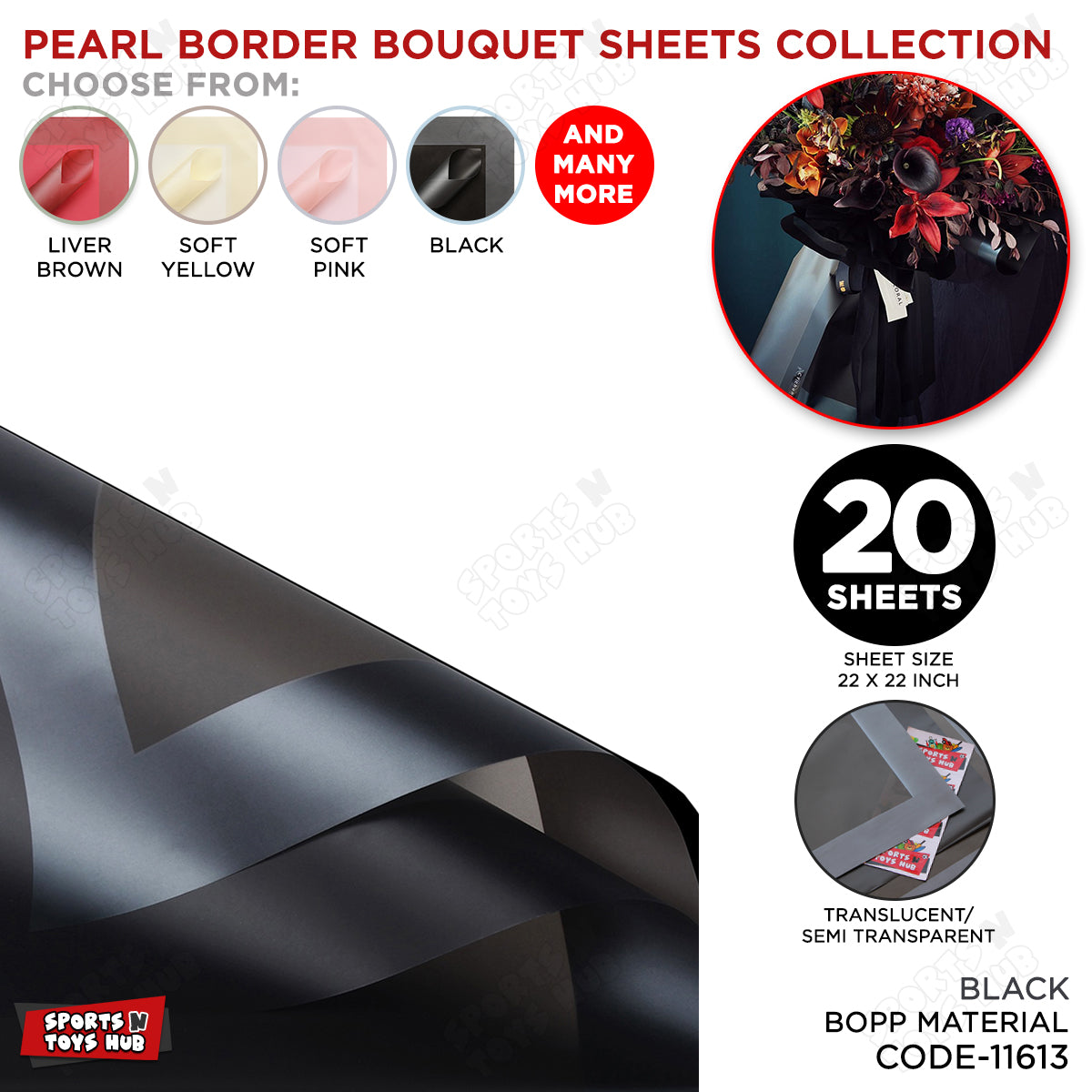 New Pearl Broad Border Edge Translucent Matte Wrapping Sheets for Flower Bouquets