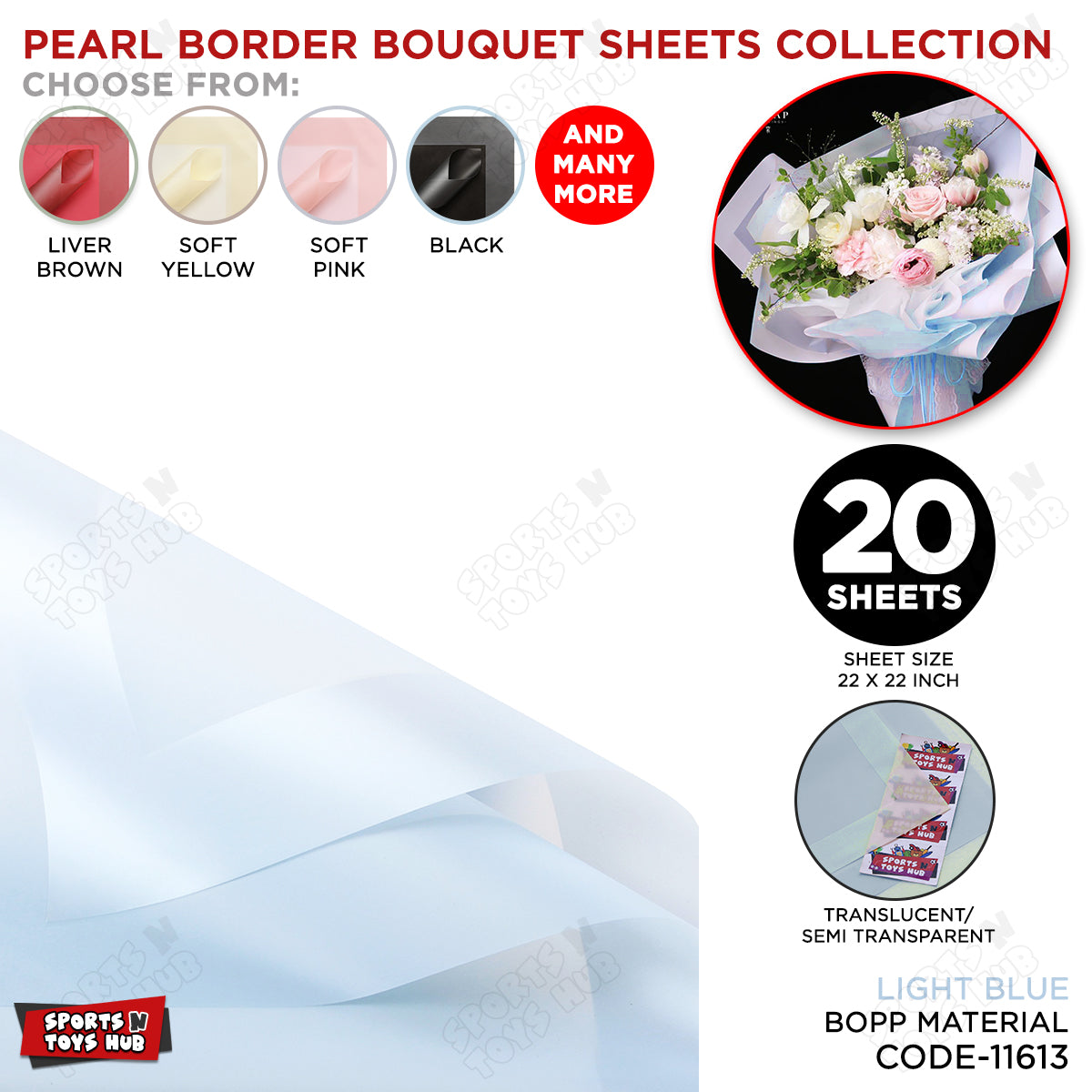 New Pearl Broad Border Edge Translucent Matte Wrapping Sheets for Flow ...