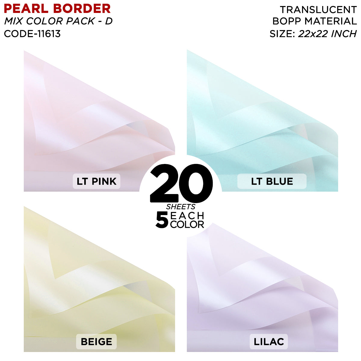 New Pearl Broad Border Edge Translucent Matte Wrapping Sheets for Flower Bouquets