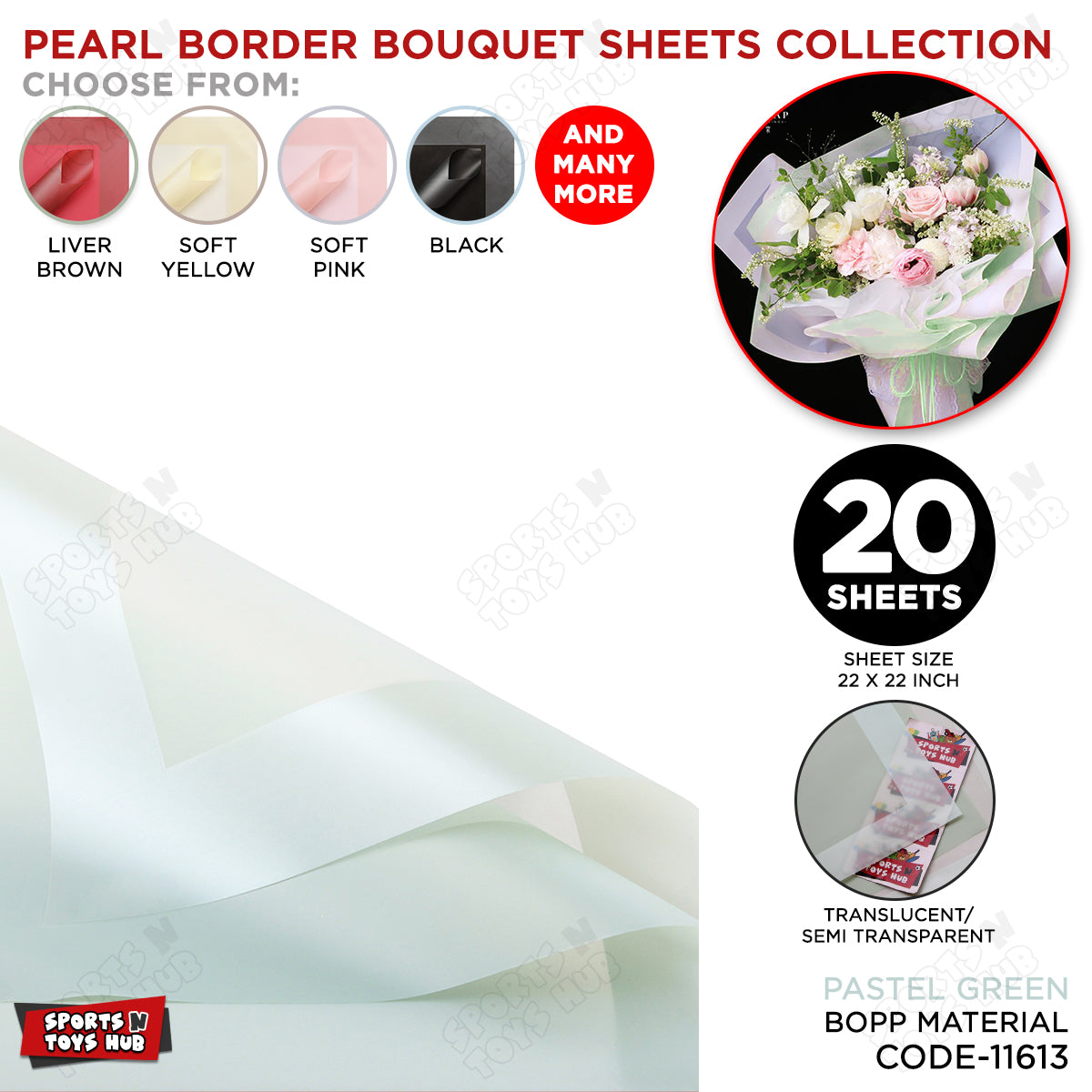 New Pearl Broad Border Edge Translucent Matte Wrapping Sheets for Flower Bouquets
