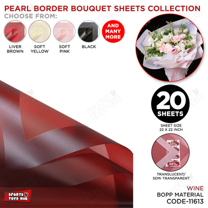 New Pearl Broad Border Edge Translucent Matte Wrapping Sheets for Flower Bouquets