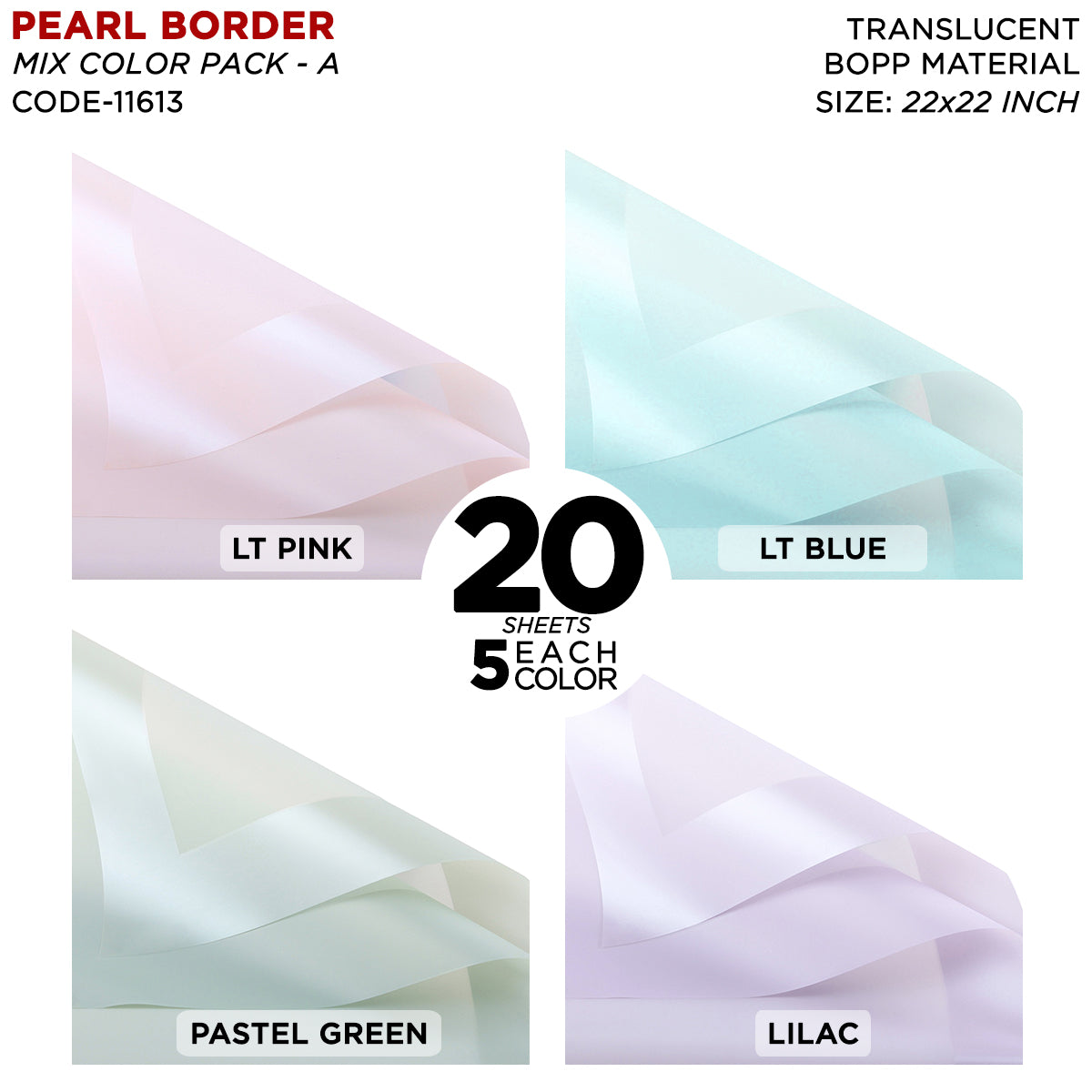 New Pearl Broad Border Edge Translucent Matte Wrapping Sheets for Flower Bouquets