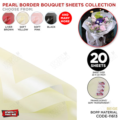 New Pearl Broad Border Edge Translucent Matte Wrapping Sheets for Flower Bouquets