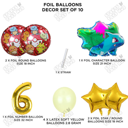 Pokemon Ivysaur Foil Balloon Set With Number Collection - Pack Of 10