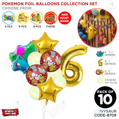 Pokemon Ivysaur Foil Balloon Set With Number Collection - Pack Of 10