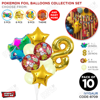 Pokemon Ivysaur Foil Balloon Set With Number Collection - Pack Of 10