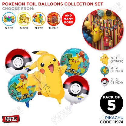 Pokemon Pika-chu Foil Pack Of 5 Balloon Set