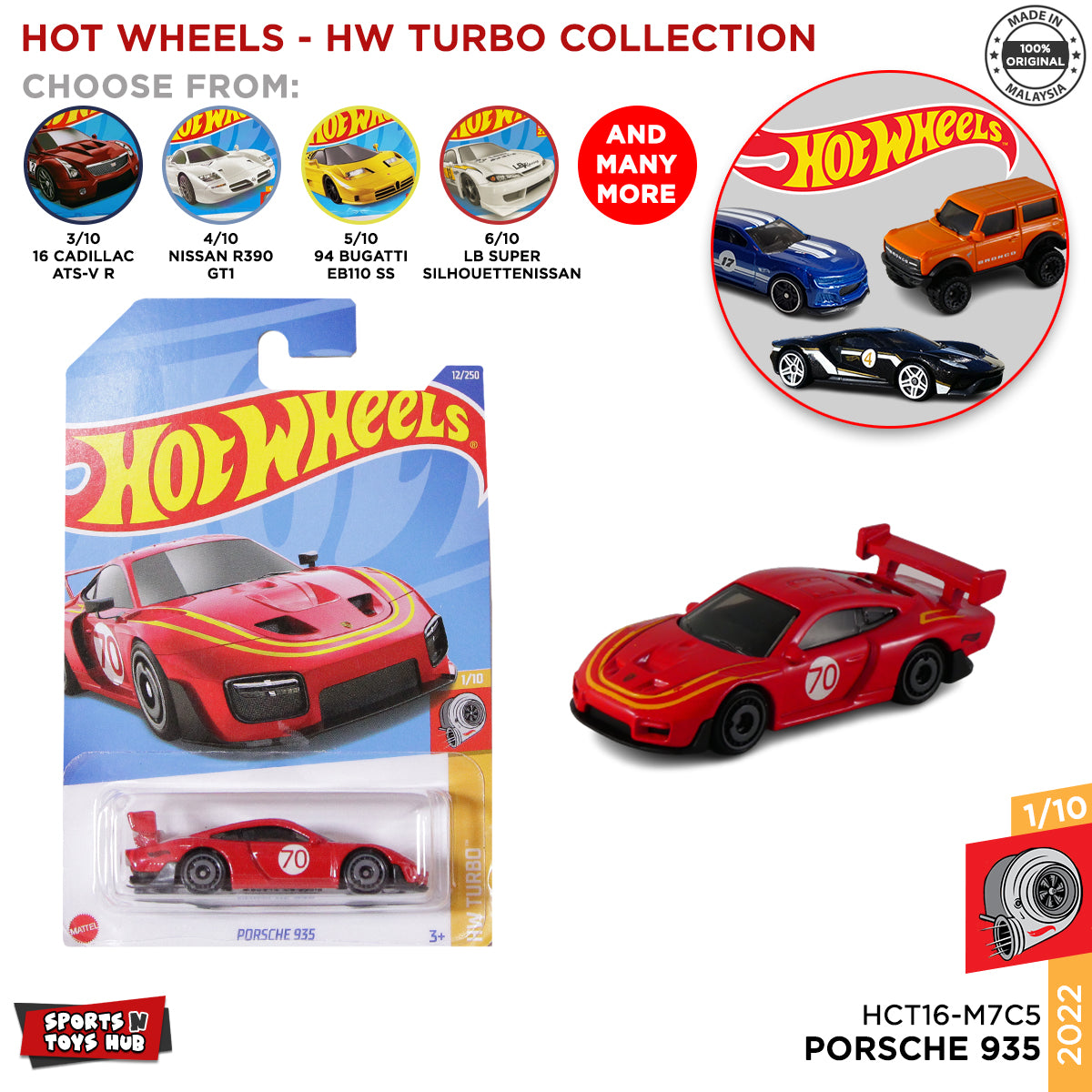 Hot Wheels Diecast Porsche 935, HW Turbo (2022) Series Model Toy Cars