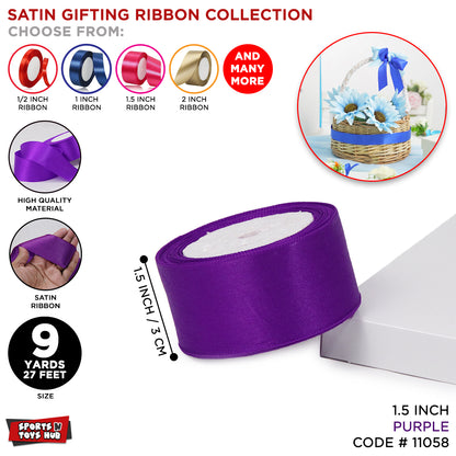1.5 Inch x 9 Yards – Plain Satin Ribbon Roll for Ribbon Flowers, Crafts, Gift Wrapping & Decor