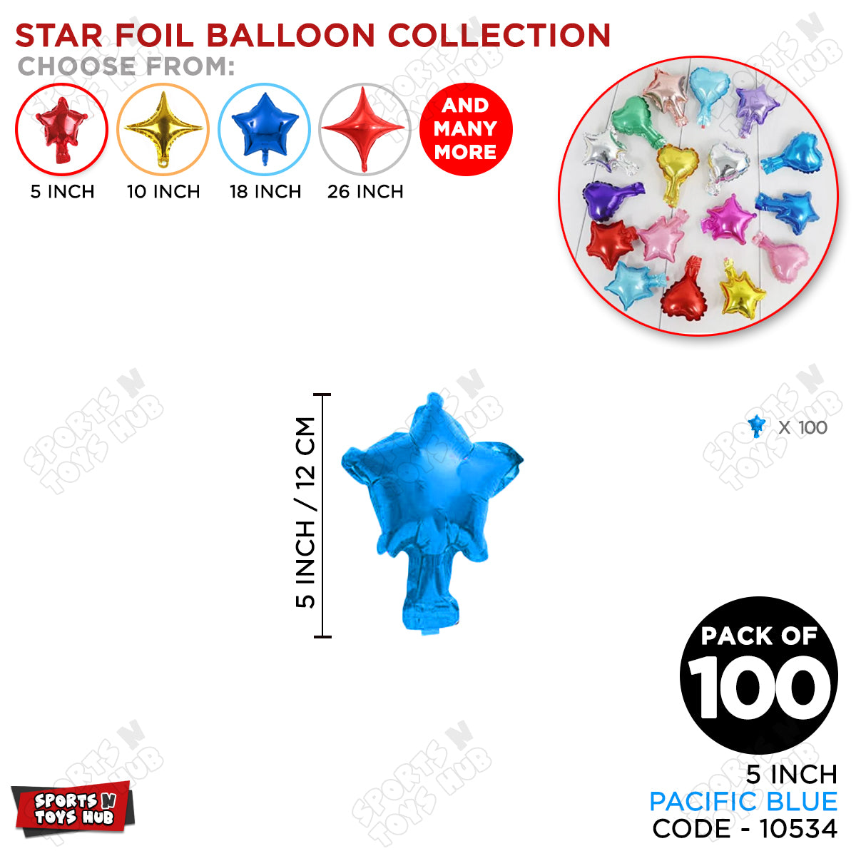 5 Inch - Pacific Blue Star Foil Balloon