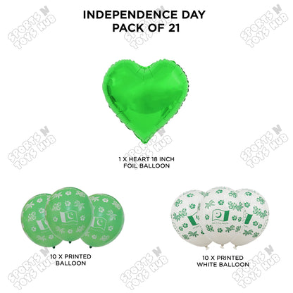 Independence Day Printed Balloons Bouquet With Heart Foil Balloon