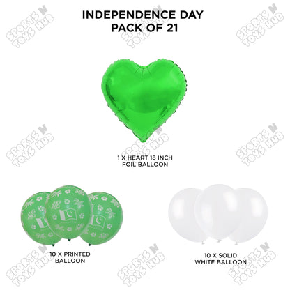 Independence Day Printed Balloons Bouquet With Heart Foil Balloon