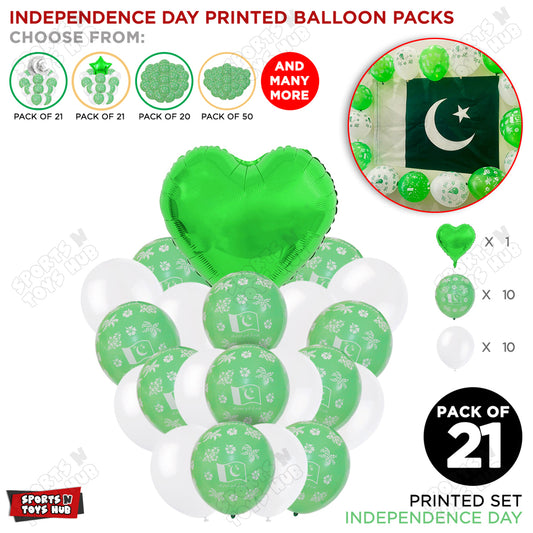 Independence Day Printed Balloons Bouquet With Heart Foil Balloon