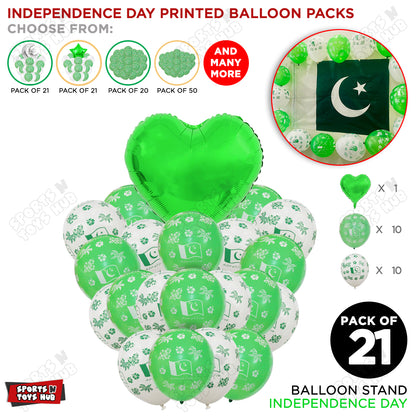Independence Day Printed Balloons Bouquet With Heart Foil Balloon