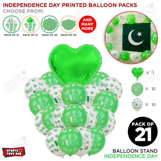 Independence Day Printed Balloons Bouquet With Heart Foil Balloon