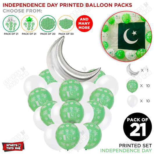 Independence Day Printed Balloons Bouquet With Crescent Moon Foil Balloon