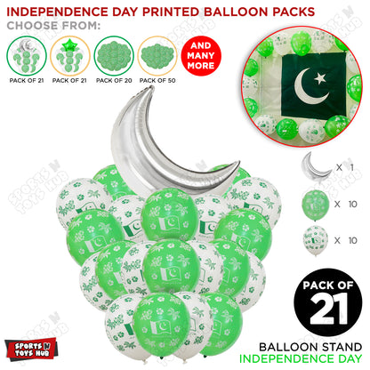 Independence Day Printed Balloons Bouquet With Crescent Moon Foil Balloon