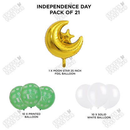 Independence Day Printed Balloons Bouquet With Star Moon Foil Balloon