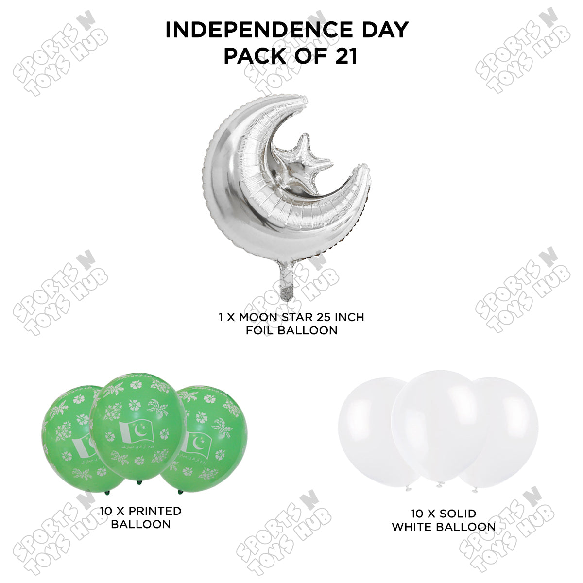 Independence Day Printed Balloons Bouquet With Star Moon Foil Balloon