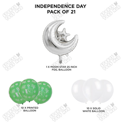 Independence Day Printed Balloons Bouquet With Star Moon Foil Balloon