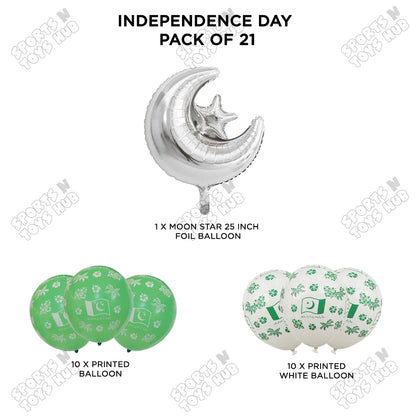 Independence Day Printed Balloons Bouquet With Star Moon Foil Balloon