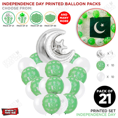 Independence Day Printed Balloons Bouquet With Star Moon Foil Balloon