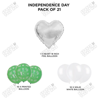 Independence Day Printed Balloons Bouquet With Heart Foil Balloon
