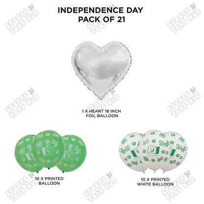Independence Day Printed Balloons Bouquet With Heart Foil Balloon