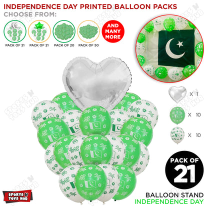 Independence Day Printed Balloons Bouquet With Heart Foil Balloon