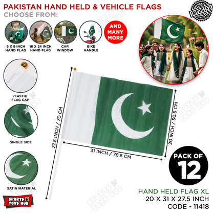 14th August Pakistan XL Size Handheld Flags