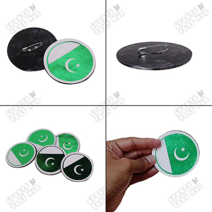 Pakistan Flag Round Badge - Pack Of 12